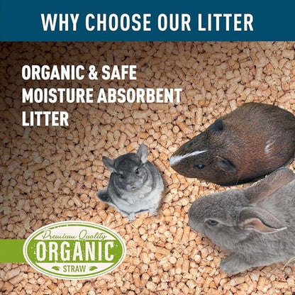 Blue Mountain Hay Organic Small Animal Pet Litter and Bedding (20 lb), Pelleted Wheat Straw Cage and Litter Box Liner, Safe Organic Materials, Dust-Free, Highly Absorbent, Natural Odor Control