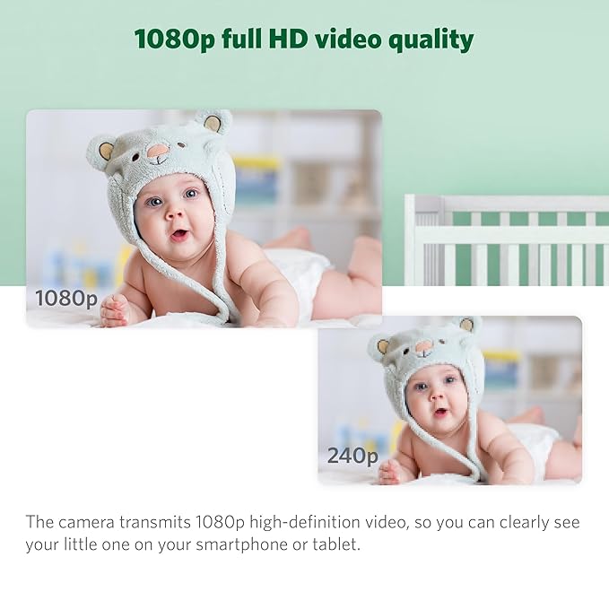 LeapFrog Scout LF2911 Baby Monitor Camera, WiFi Remote Access, 1080p HD 360 ° Pan & Tilt Smart Camera, 2-Way Audio Talk, Night Light, Night Vision, Soothing Sounds, Temp. & Humidity Sensor