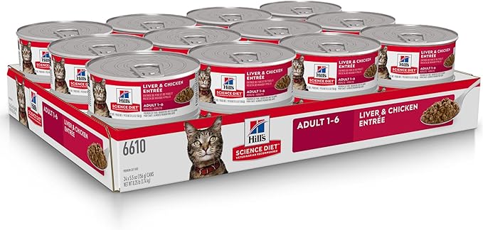 Hill's Science Diet Adult 1-6 Wet Cat Food, Liver & Chicken, 5.5 oz. Cans, 24-Pack