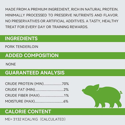 OPET Freeze Dried Cat Treats, Single Ingredient Grain Free High Protein Pet Food for Cats and Dogs, Healthy Training Snacks Sliced Fillets (Pork, 1.48 Ounce)