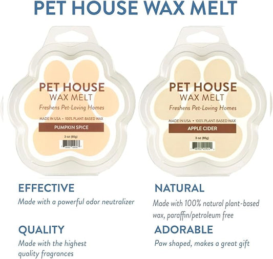 One Fur All Pet House Scented Wax Melts for Warmer - Long-Lasting Pet Friendly Plant Based Soy Wax Melts - Apple Cider and Pumpkin Spice