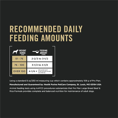 Purina Pro Plan Large Breed Dry High Protein Dog Food with Probiotics for Dogs, Beef and Rice Formula - 34 lb. Bag