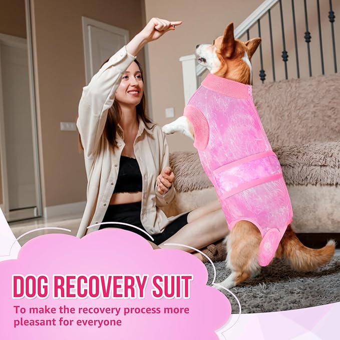 Lukovee Recovery Suit for Dogs, Zipper On Recovery Suit for Female Male Dog, Onesie Abdominal Wounds Cone E-Collar Alternative Prevent Licking Spay Recovery Suit (XXL,TPI)