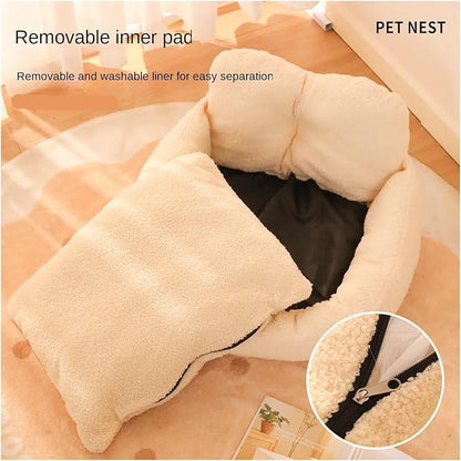 Pet Beds, Dog, Winter Warm and Thickened, Detachable and Washable, and Cat(Pink,50X45X25)