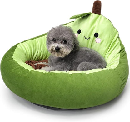 Avocado Calming Dog Bed & Cat Bed for Small Dogs, Cute Pet Bed Round Cat Bed Washable Plush Bed