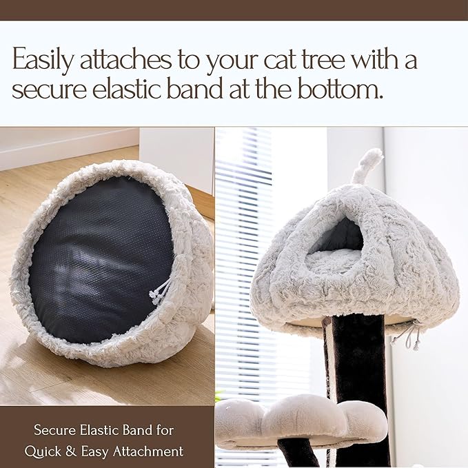 PetPals Round Cat Bed Small Pet Cave with Removeable and Washable Cushion, Super Soft Plush Pet Bed with Cover for Puppy and Kitten, Anti-Slip Bottom (Rose Hut)