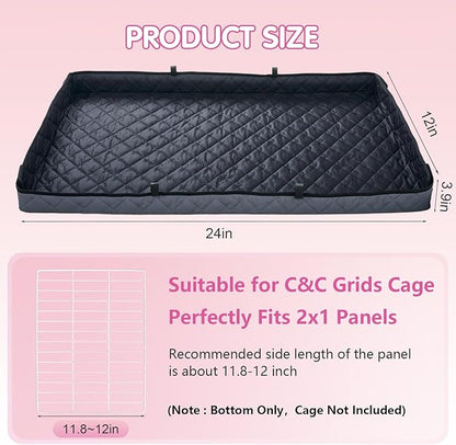 FunFurry Quilted Guinea Pig Cage Liner, Reversible & Absorbent Bottom Base, Cage Liners for Small Animals, Hamster Chinchilla Hedgehog Ferret Rabbit. (Dark Grey-Quilted, 12" X 24")