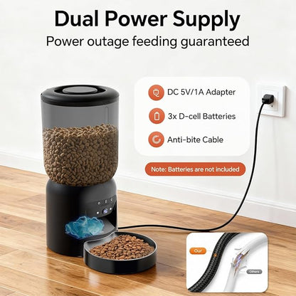 Automatic Cat Feeder with 2K HD Camera: 5G WiFi Automatic Dog Feeder with Night Vision, Auto Cat Food Dispenser with 6L Large Food Storage for Multiple Pet, Detachable for Easy Clean -24 Cup