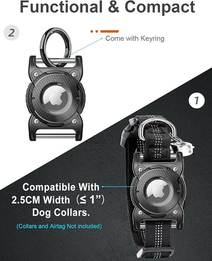 ONEONTA Airtag Dog Collar Holder | Airtag Dog Waterproof - Airtag Holder for Dog Collar with Removable Metal Loop, Sturdy TPU, Lightweight, Compact Size, Fits 1" Width Collar, Pink
