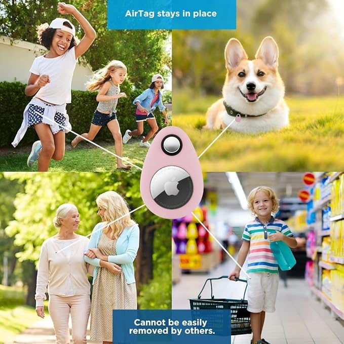 INFINITE ORBIT AirTag Holder for Kids – 2 Pack Anti-Removal Locking Case, GPS Tracker Holder Suitable for Children, Elderly, Pets & Luggage, Hidden Air Tag Pin Case (Compatible with Apple AirTag)