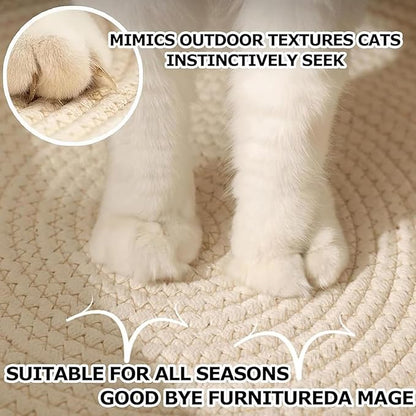 Instinct Basket, Stimulicat Cat Bed, Stimulicat Cat Bed Rope Cotton with Cushion, Eliminates Bed Rejection Round Pet Basket, Boho Catbed for Cats Handwoven Scratchable Breathable Weave (Large-A)