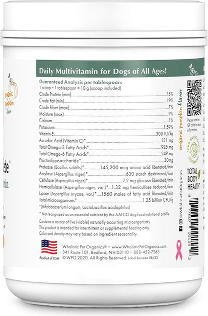 Wholistic Pet Organics Canine Complete - Dog Multivitamin Powder - 1 Lb - Daily Dog Vitamins and Supplements for Homemade Food - Immune System, Skin, Coat & Overall Health - All Breeds - 45 Scoops