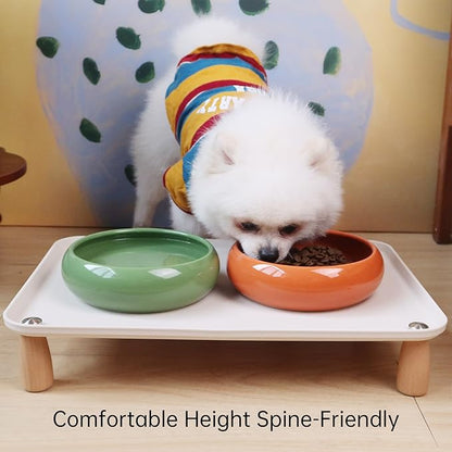 Large Elevated Cat & Dog Bowl Stand,3 inch Height Raised Feeder Compatible with Most Automatic Pet Feeders & Water Fountains, Anti-Slip & Spill-Proof Large Pet Food Tray,17 x 12 Inches (White)