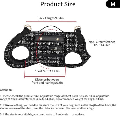 Wakytu Dog Lift Harness Dog Carrier Dog VES Harness Adjustable Dog Leash with Small Puppy Treat Bag（Black,M）