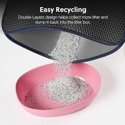 WePet Cat Litter Mat, Kitty Litter Trapping Mat, Honeycomb Double Layer Mats, No Phthalate, Urine Waterproof, Easy Clean, Scatter Control, Catcher Litter Tray Box Rug Carpet