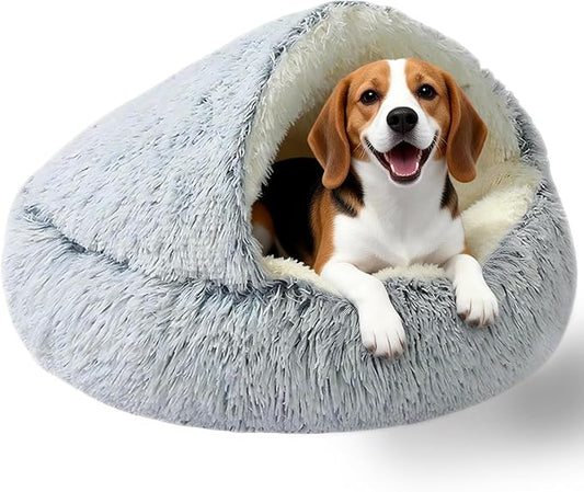 Dog Beds Medium Size Dogs, Calming Deluxe Plush Dog Cave Bed for Medium Dogs - Removable & Washable with Zipper, Built-in Support & Stable Non-Collapsible, Pet Bed for Dogs & Cats 32×32Inch