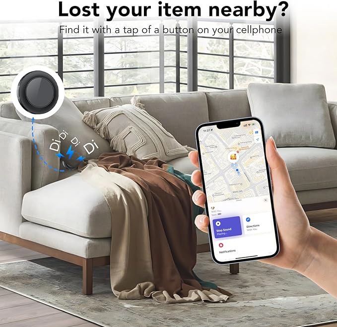 Air Tracker 4 Pack, Smart Bluetooth Tracker for Apple Find My (iOS Only), IP67 Waterproof Tracker with Keychain, Item Finder and GPS Finder for Keys, Luggage, Wallet, etc, Replaceable Battery