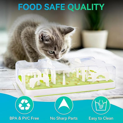 ALL FOR PAWS Interactive Cat Puzzle Feeder & Slow Feed Toy – Mental Stimulation Treat Dispenser Maze for Indoor Cats, Enrichment & Cat Food Toy