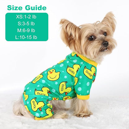Dog Pajamas for Small Dogs Boy Girl, Dog Clothes Tiny Chihuahua Yorkie Spring Summer Shirt, Cute Puppy Outfit Pjs Jumpsuit Cat Onesie Apparel Pet Clothes (Blue Duck, Medium)