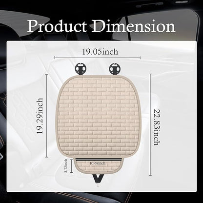 Car Back Seat Cover,Non-Slip & Breathable Bench Seat Cover with Side Pockets for Car Storage & Protecting Interiors,Universal All-Season Seats Back Protector for Most Cars (Front Seat Cover/Biege)
