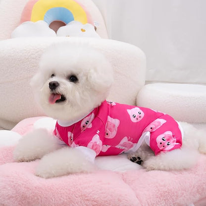 XPUDAC 4 Pieces Dog Pajamas for Small Dogs Pjs Clothes Puppy Onesies for Doggie Duck Shirts Sleeper for Pet Cats Jammies-L