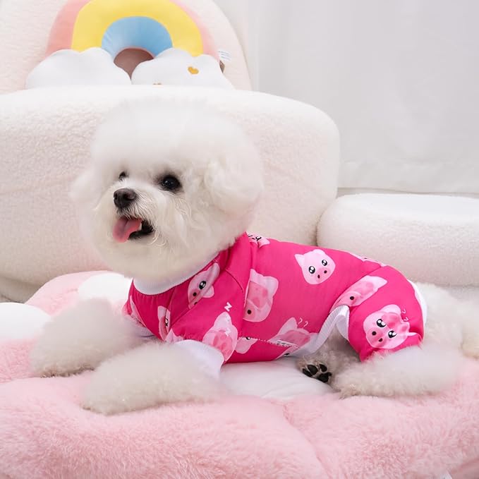 XPUDAC 4 Pieces Dog Pajamas for Small Dogs Pjs Clothes Puppy Onesies for Doggie Duck Shirts Sleeper for Pet Cats Jammies-XL