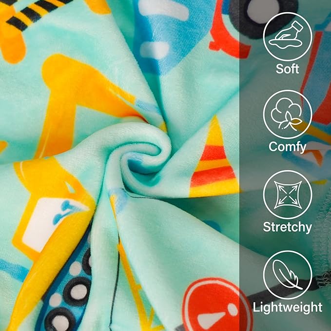 KYEESE Dog Pajamas Velvet Dog Pajamas Small Sized Dogs Soft Dogs Clothes Pet Coat Stretchy Doggie Pjs Pet Costume with Construction Vehicles Pattern Comfy Doggie Jammies Onesie, Medium