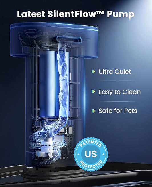 oneisall Cat Water Fountain Wireless: Stainless Steel 3.2L/108oz Cordless Pet Water Fountain, Ultra Quiet SilentFlow™ Pump, Battery Operated Automatic Water Dispenser for Cats Indoor, Motion Sensor