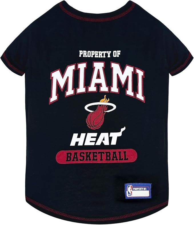 Pets First NBA Licensed Hoodies & T-shirt for Dogs & Cats, Miami Heat, Small