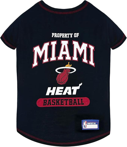 Pets First NBA Licensed Hoodies & T-shirt for Dogs & Cats, Miami Heat, Small