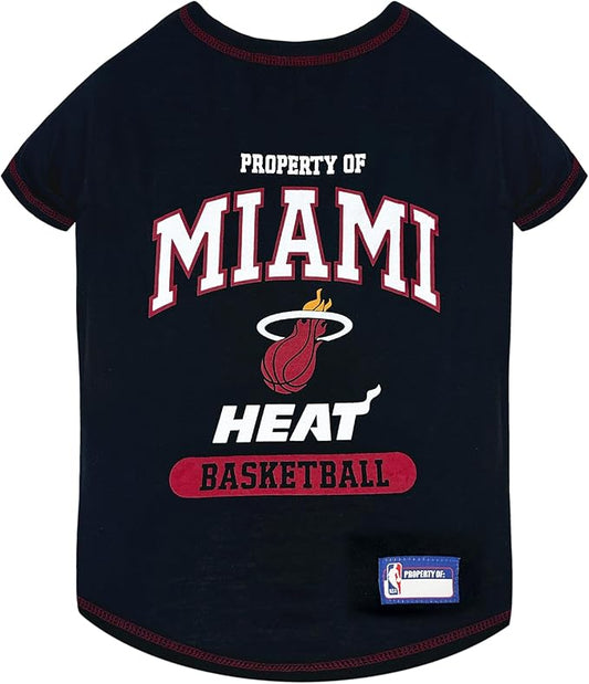 Pets First NBA Licensed Hoodies & T-shirt for Dogs & Cats, Miami Heat, Small