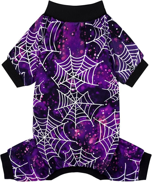 XPUDAC Halloween Dog Pajamas for Small Medium Dogs Spider Puppy Costume Soft Pet Clothes Outfit Cat Jumpsuits, Medium