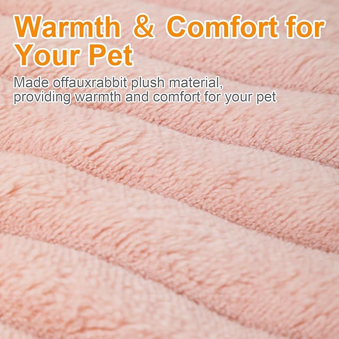 Washable Round Donut Dog Bed,Cat Beds for Indoor Cats,Fluffy Puppy Dogs Beds for Small Dogs with Anti-Slip Bottom(Pink,M)