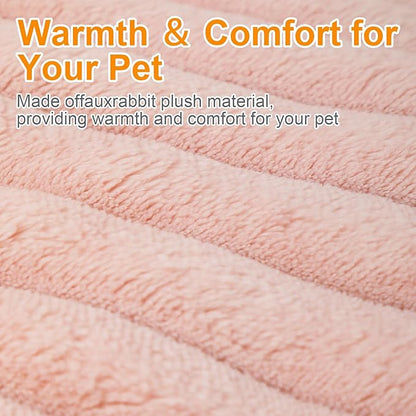 Washable Round Donut Dog Bed,Cat Beds for Indoor Cats,Fluffy Puppy Dogs Beds for Small Dogs with Anti-Slip Bottom(Pink,M)
