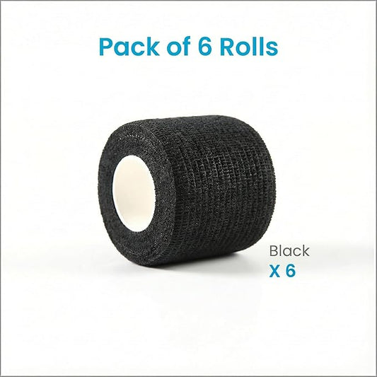 WePet Pet Wrap, Self-Adhesive, Only Sticks to Itself, Non-Woven Tape for Dog Legs, Paws, Wounds, First Aid Cohesive Gauze for Horse, Cat, Bird, Animal, 6 Rolls, 2 Inch, Solid Color