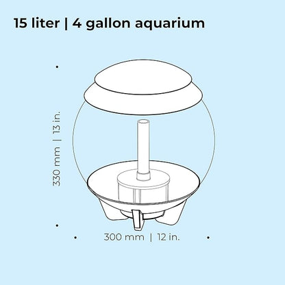 biOrb Halo 15 Acrylic 4-Gallon Aquarium with Multi-Color Remote-Controlled LED Lights Modern Compact Tank for Tabletop or Desktop Display, White
