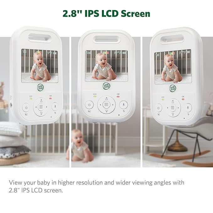 LeapFrog LF2423 Baby Monitor – 2.8” IPS LCD Screen, 1000ft Range, Night Vision, 2‑Way Audio, Lullabies, Temperature Sensor, Secure No‑WiFi Transmission