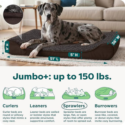 FurHaven Ultra Plush & Suede Luxe Lounger Orthopedic Pet Bed, Chocolate, JumboPlus