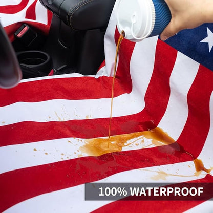 Universal Waterproof Car Seat Covers USA Flag - Automotive Seat Cushion for Sedan SUV Truck Front OR Rear Seats - Anti Slip Car Seat Protector Suit for After Yoga Gym Hiking Running Workout Sport