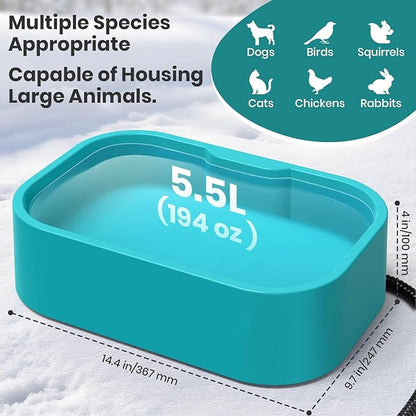 IPOW 1.45 Gal/5.5L Extra Large Heated Water Bowl with 5 Layers Design for Heating & Heat Preservation Provides Drinkable Water & Food in Winter Heated Pet Bowl for Cat Rabbit Chicken Duck Squirrel