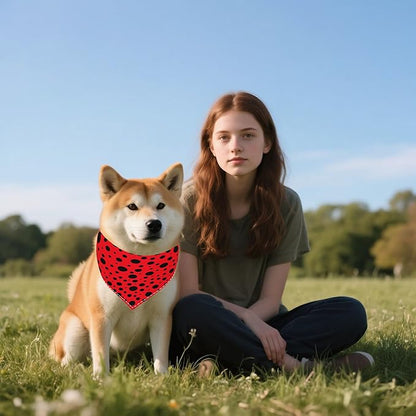 7 PCS Medium Polka Dot Dog Bandanas Hemming Seam Edge Dog Bandana for Small Dogs Print One Side Large Cats Scarfs Party Grooming M