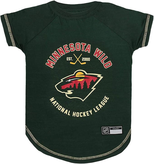 NHL Minnesota Wild Tee Shirt for Dogs & Cats, X-Small. - Are You A Hockey Fan? Let Your Pet Be An NHL Fan Too!