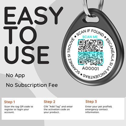 Dog Tags Personalized for Pets, Maple Leaf Pattern QR Code Dog Name Tags for Pet Collar, Online Profile, Scan Location Alerts, (Black Maple)
