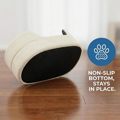 Medium Dog Bed Cat Bed 18x26 Inch, Calming Pet Bed for Small Dogs & Cats, Half-Enclosed Open-Top Velvet Anti-Anxiety Bed, Machine Washable Cozy Snuggle Bed (White)