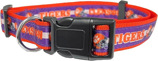Pets First Collegiate PET Collar OLD VERSION Clemson Tigers Dog Collar, Size Large. Best Sports Team Collar for Dogs & Cats. A Shiny & Colorful Dog & Cat Collar Licensed by The NCAA