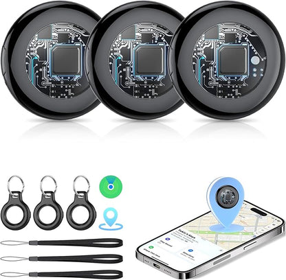 2026 New [Apple MFi Certified] (iOS Only) Tracker Tags-3 Pack, Bluetooth 5.3 GPS Tracker for Apple Find My, Replaceable Battery, 100dB Sounds, Key Finder and Item Locator for Car, Keys, Luggage, Black