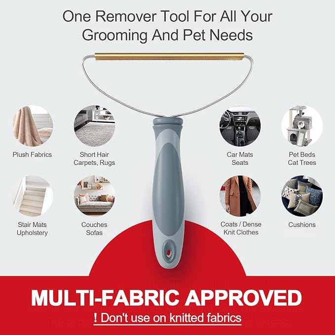 Pet Hair Remover, Dog Cat Hair Remover, Lint Cleaner Pro, Fur Removal Tool, Portable Carpet Scraper, Clothes Fuzz Rollers Hairball Shaver Brush for Carpets, Car Mat, Couch, Pet Bed, Furniture & Rug | Remove Stubborn Pet Hair, Multi-Fabric Safe, Fur & L...