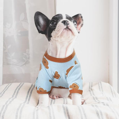 Dog Pajamas Spring Small Sized Onesie Clothes Soft Stretchy Puppy Pajamas for Small Dogs Cats Girl Pet Costume Cute Bear Printed Pjs Outifts French Bulldog Chihuahua Doggie Clothing