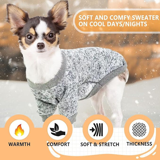 2 Pieces Dog Sweaters for Small Dogs Fall Dog Clothes Female Winter Fleece Puppy Sweaters Warm Outfit Pet Clothing Yorkie, Chihuahua, Bulldog, Dachshund, Pug, X-Large