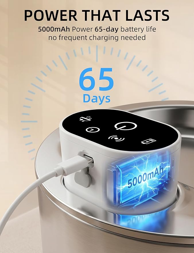 Cat Water Fountain Stainless Steel,135 Fl Oz/4L Wireless Automatic Cat Water Dispenser,5000mAh Battery Powered,for Cats & Dogs Indoor (Cat Fountain + 7 Set Filter)